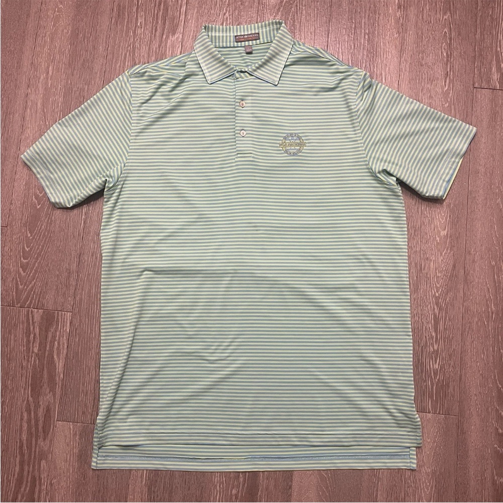 Peter Millar Polo Shirt Mens Extra Large Blue Green Palm Beach PGA Golf Adult